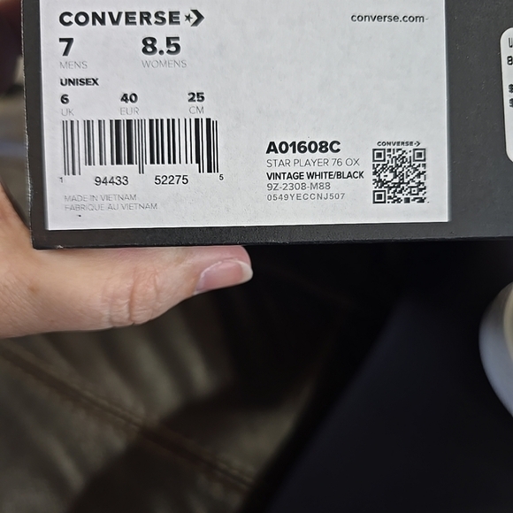 NEW Converse Star Player 76 Premium Canvas White Black Size Mens 7.5 Womens 8.5 - Picture 10 of 12